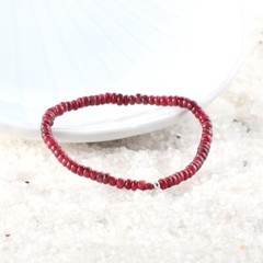 Natural Ruby Smooth Roundelle July Birthstone Beads 6-8” Stretchable Bracelets