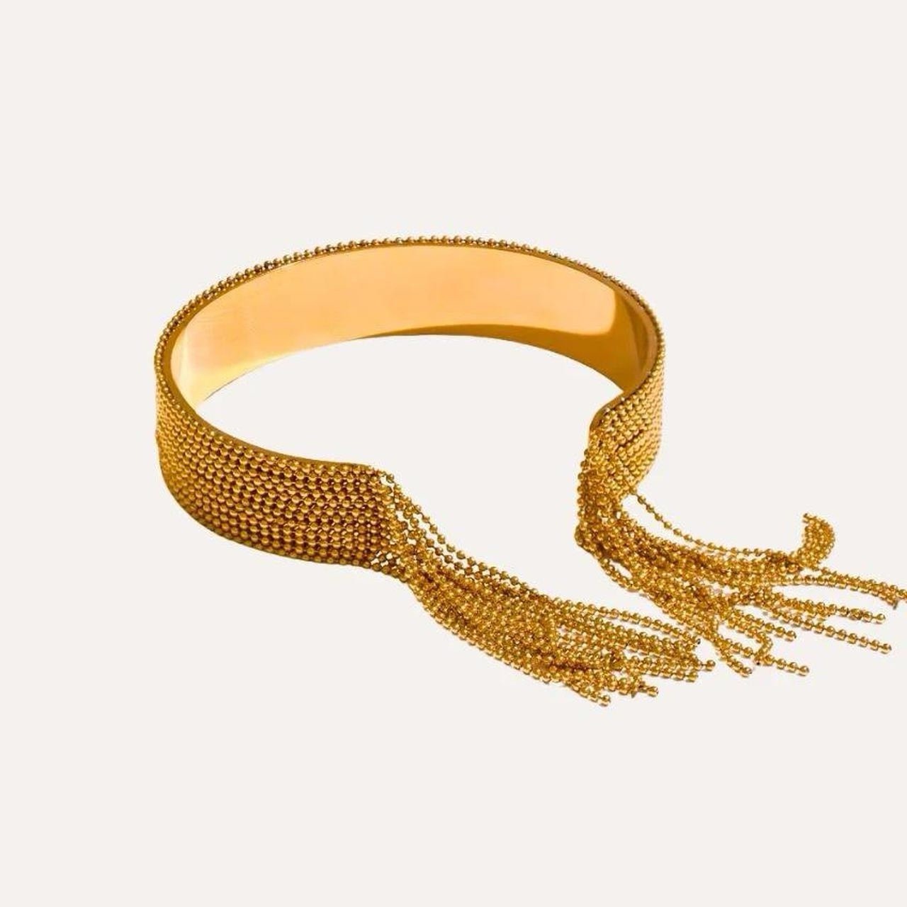 Gold Tone Fringe Cuff Bracelet Statement Chain Tassel Elegant Jewelry Gift Chic gallery