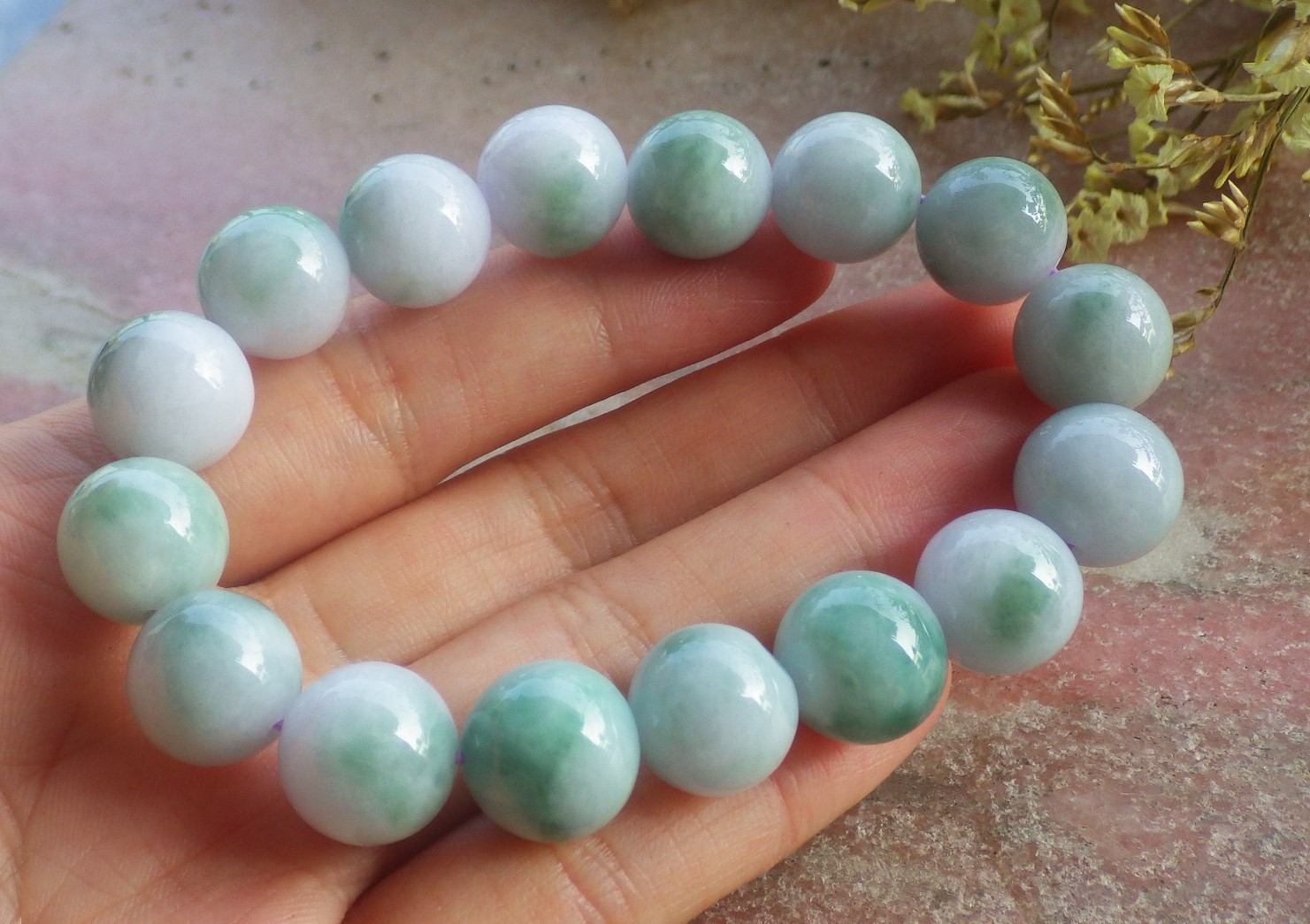 Video Certified Green Natural JADE JADEITE Bead Bangle Bracelet 手链 129187 VS gallery