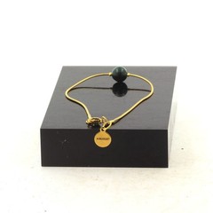 Gold Plated Stainless Steel Bracelet With 1 Congo Malachite Pearl Quality Made