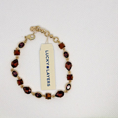 Lucky Layers, Lucky Brand Women’s Bracelet, Gold Toned, Purple & Brown Gems New!