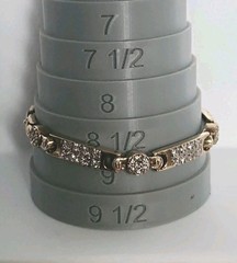 Bracelet Large Size 8.5 Gold Tone With Decorative Link Panels Set W/Clear Stones