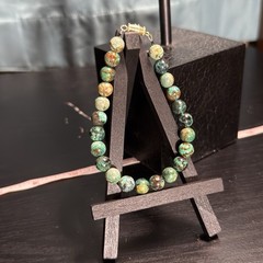 Chrysocolla Natural Gemstone Bead Bracelet | Smooth Round 8mm
