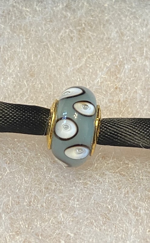 SISLENIA Blue White Bubble Murano Glass Gold Plate Charm, Gift 🎁 gallery