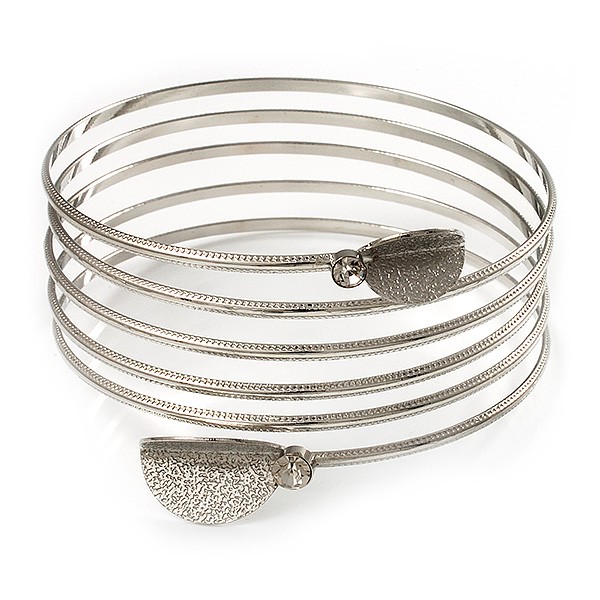 Rhodium Plated Crystal Leaf Armlet Bangle gallery