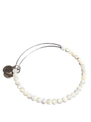 Alex and Ani Semi Precious White Rondelle Beaded Bangle Bracelet Silvertone