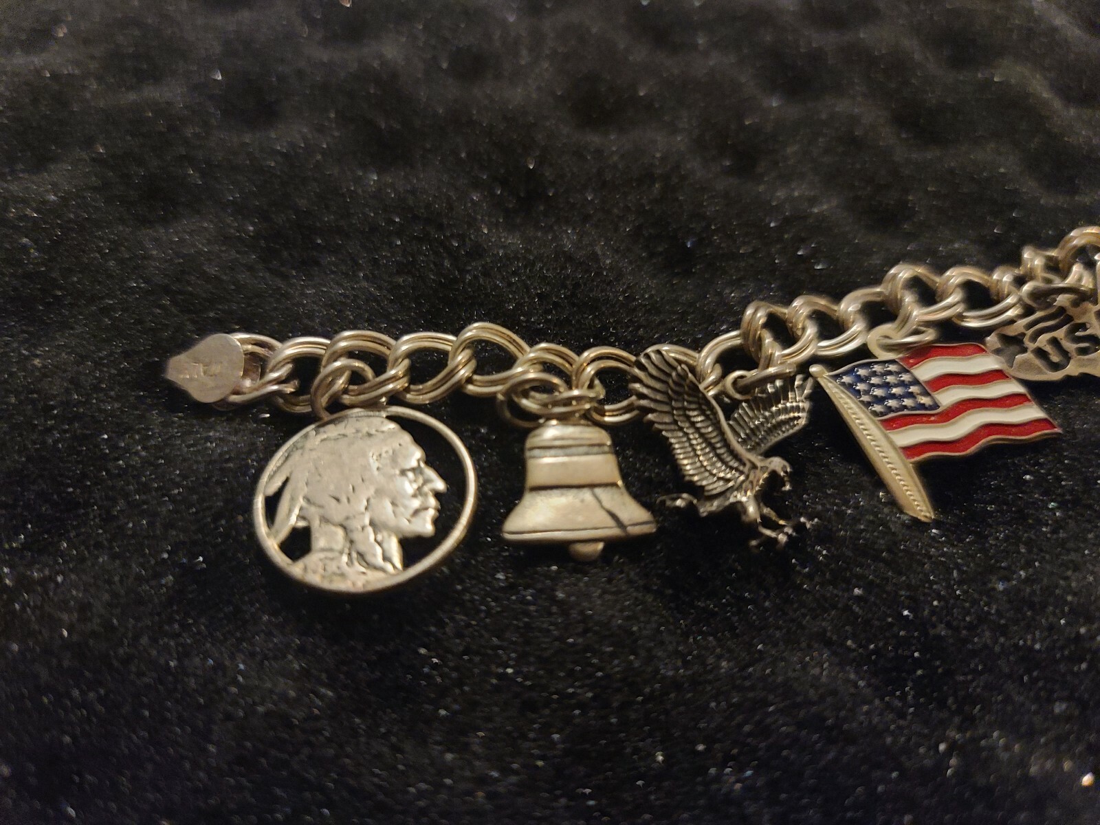 Sterling 925 Patriotic Bracelet with 8 sterling charms UNITED STATES gallery