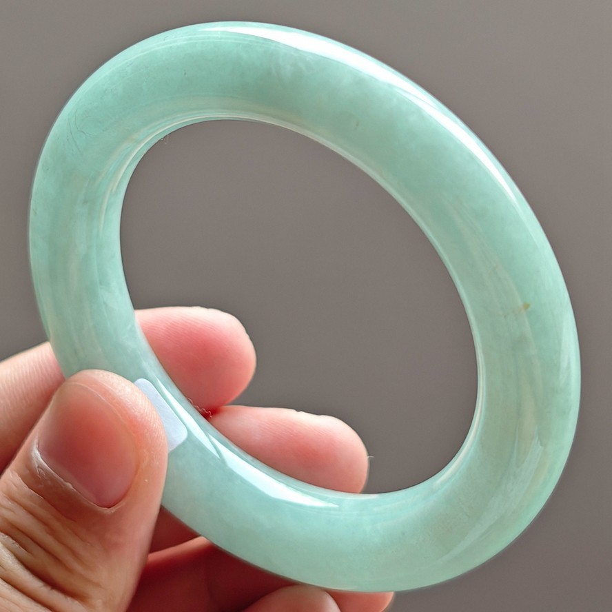 54mm Natural Icy Green Jadeite Jade Bracelets Burma Jade Bracelet Bangle 3613