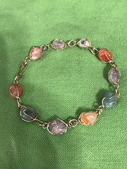 Vintage Multi-Stone Wire Wrapped Bracelet Caged Semi Precious Stones