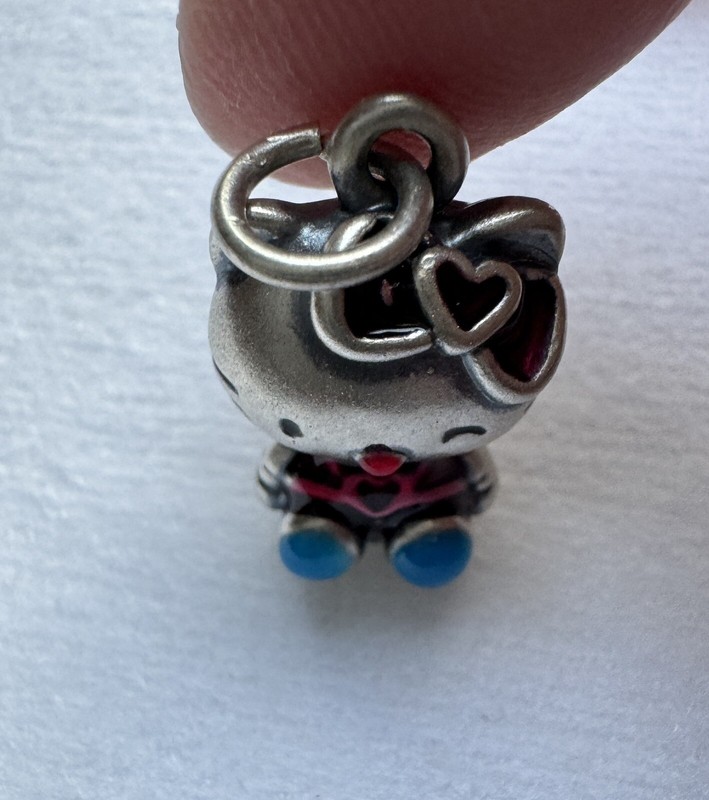 Hello Kitty Fine Silver S999 Charm Necklace Pendant Enamel 3D gallery