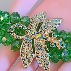 SALE Kirks Folly Dragonfly Desire 3 Strand Crystal Bracelet GREEN ONLY 9 IN WOW