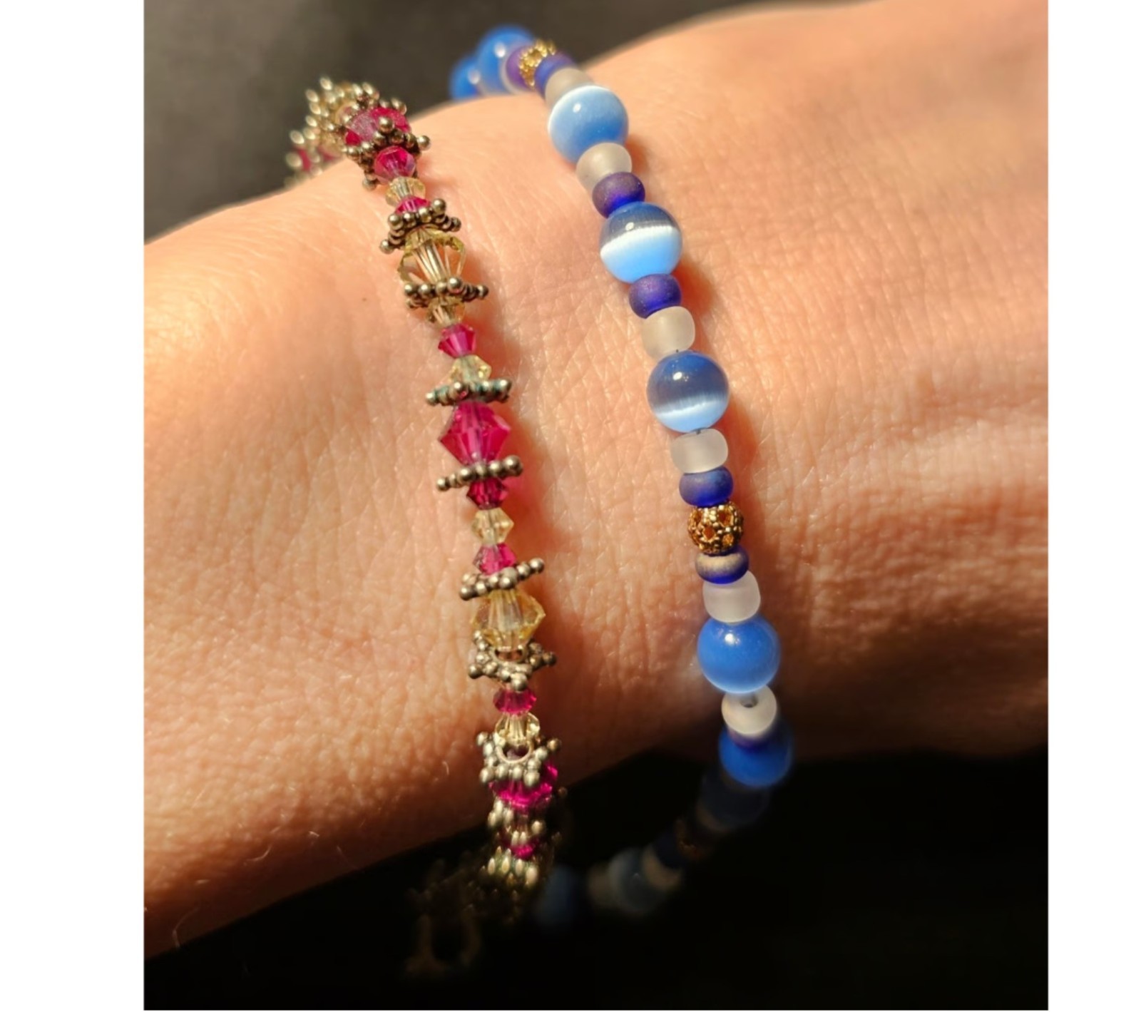 Beaded Bracelet Lot 6 Pcs Stackable Colorful Mixed Beads Shimmering Fair gallery