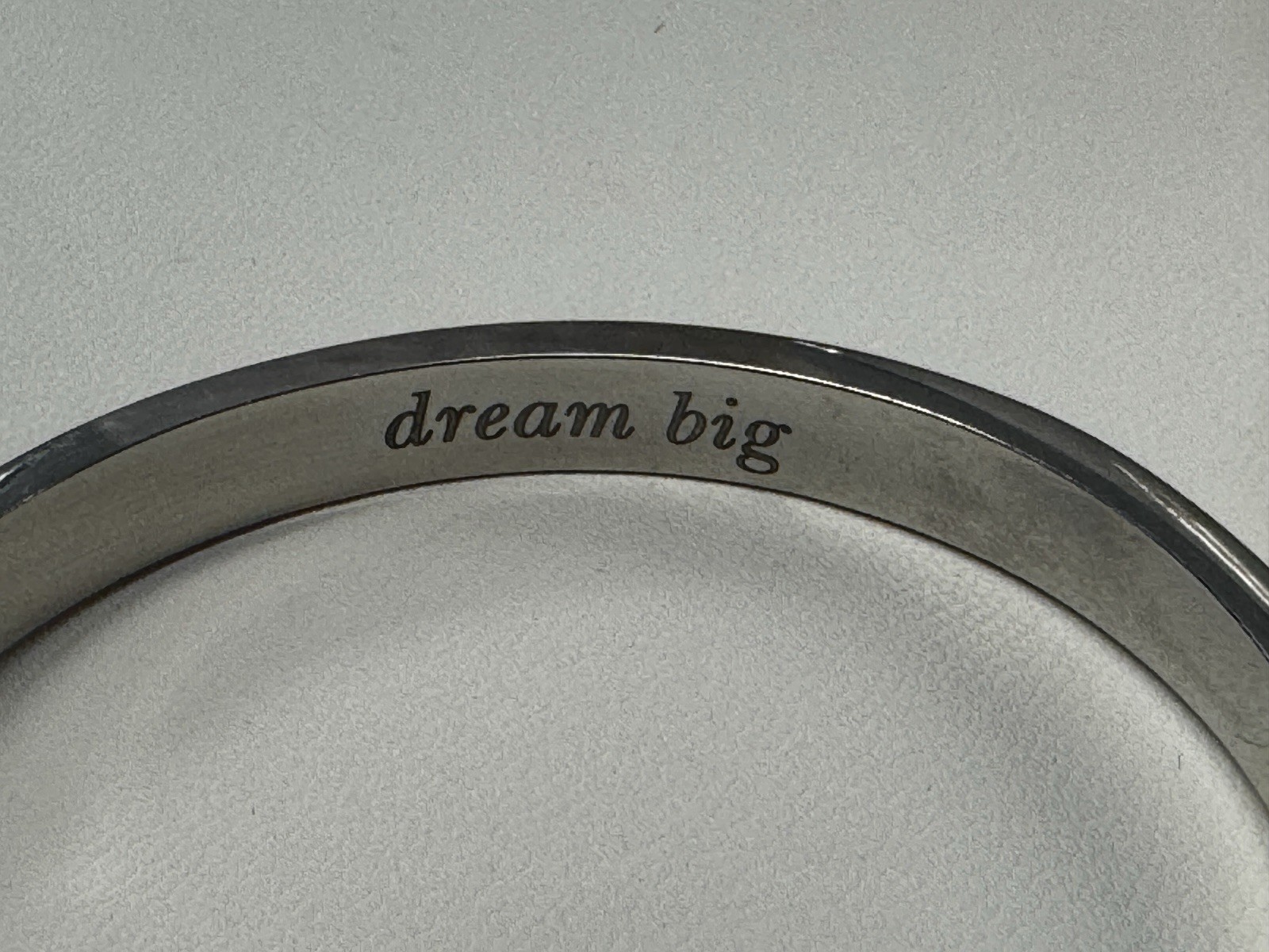 kate spade new york Silver Engraved Hinged Bangle Bracelet "Dream Big" gallery