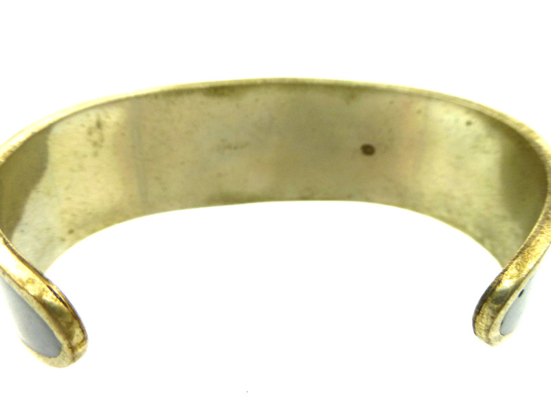 Pretty Cuff Bracelet, MOP Floral Design with Black, Mexico? Alpaca Silver? gallery