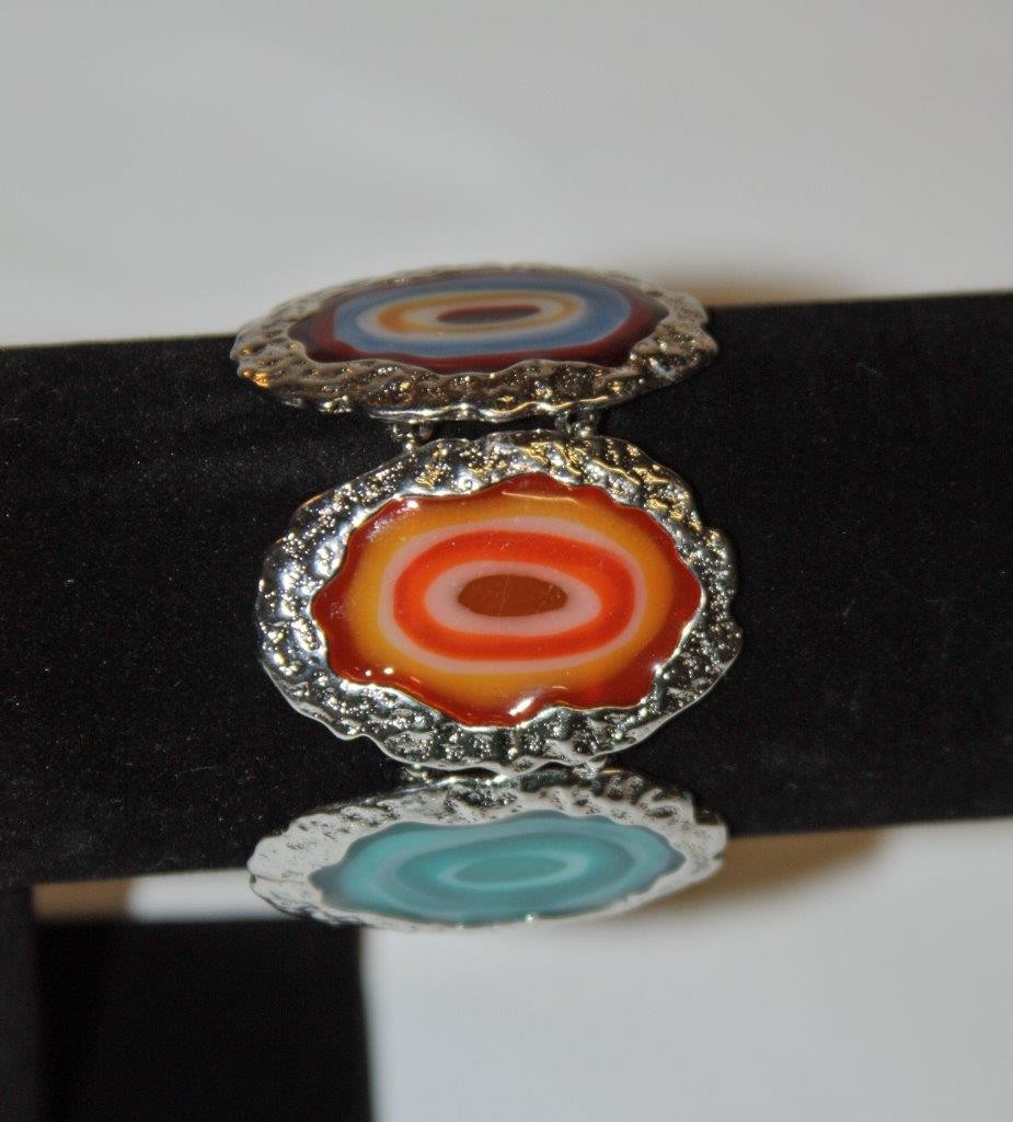 Silver Tone Bezel Multi-Color Stones Bracelet Fashion Costume Jewelry jxj New gallery