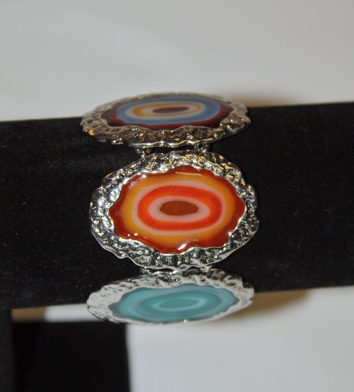 Silver Tone Bezel Multi-Color Stones Bracelet Fashion Costume Jewelry jxj New gallery