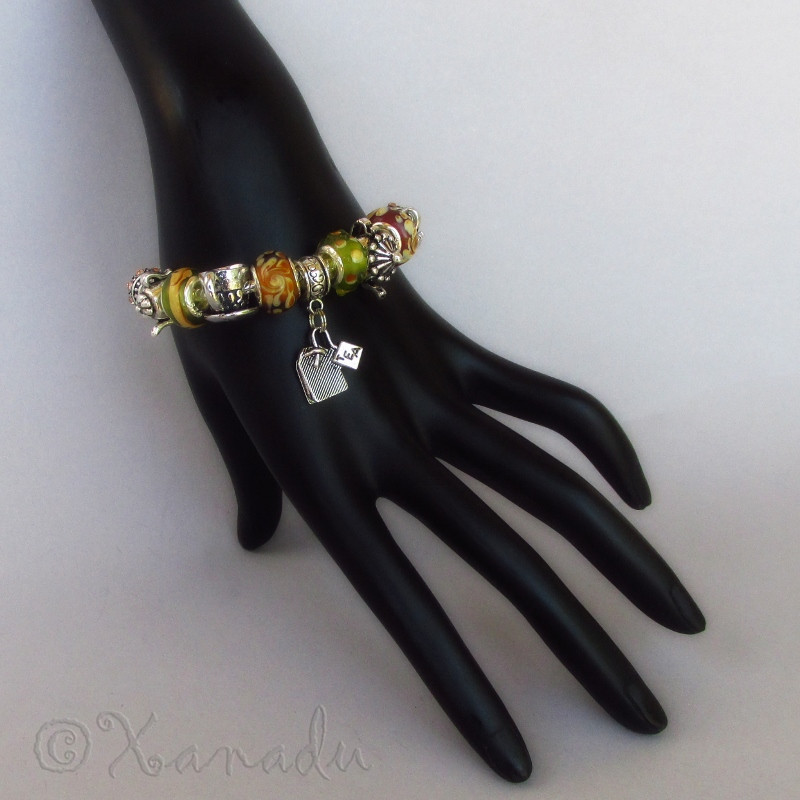 Colors Of Tea European Charm Bracelet - Green, Red, Gold Beads With Tea Charms gallery