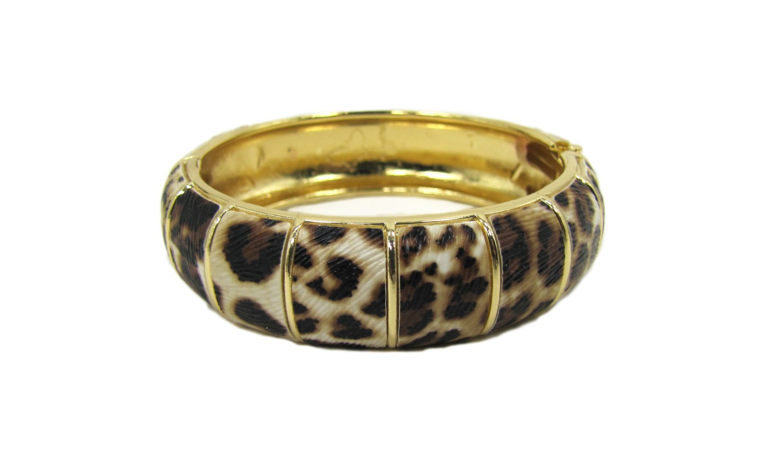 Animal print bangle bracelet with brown black pattern, with hinge opening NEW gallery