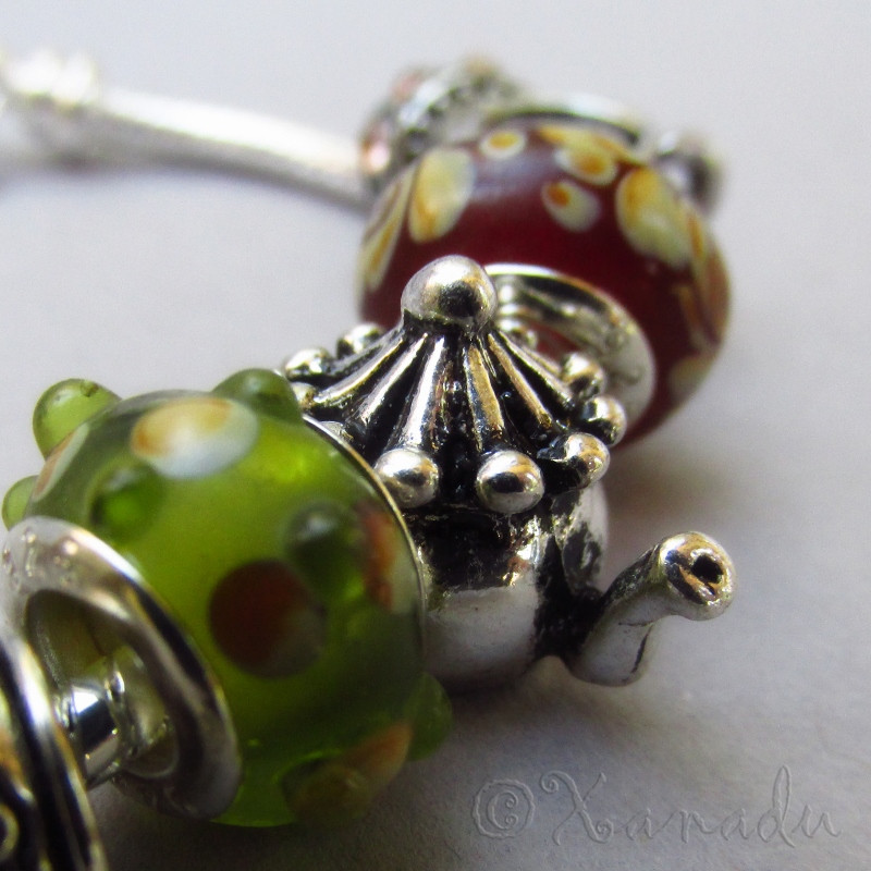 Colors Of Tea European Charm Bracelet - Green, Red, Gold Beads With Tea Charms gallery