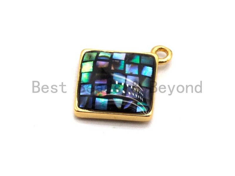 100% Natural Abalone Shell Diamond Shape Charm/Pendant, Abalone Shell Pendant gallery