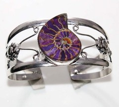 925 Silver Plated Huge Dichroic Glass-Ammonite Bangle FreeSize Fashion Sale GW