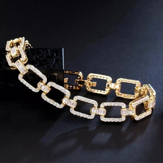 Round Cut Simulated White Diamond Women Tennis Bracelet 14k Yellow Gold Finish gallery