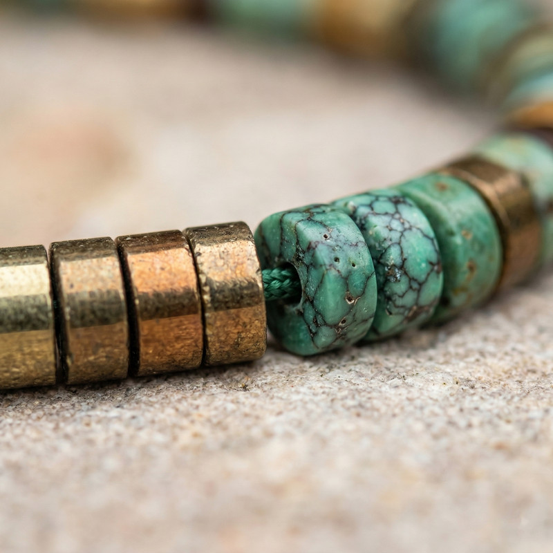 Natural Turquoise Tiger Eye Morse Code Bracelet One Day At A Time Daily Reminder gallery