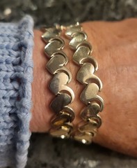 2 Vintage Silver Plated Rhodium Finish Loving Heart Bracelets Choker Friendship