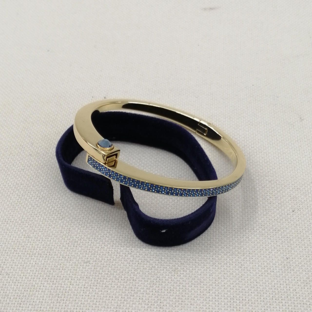 SWAROVSKI Bangle Gold × Blue Stone Button Type Used gallery