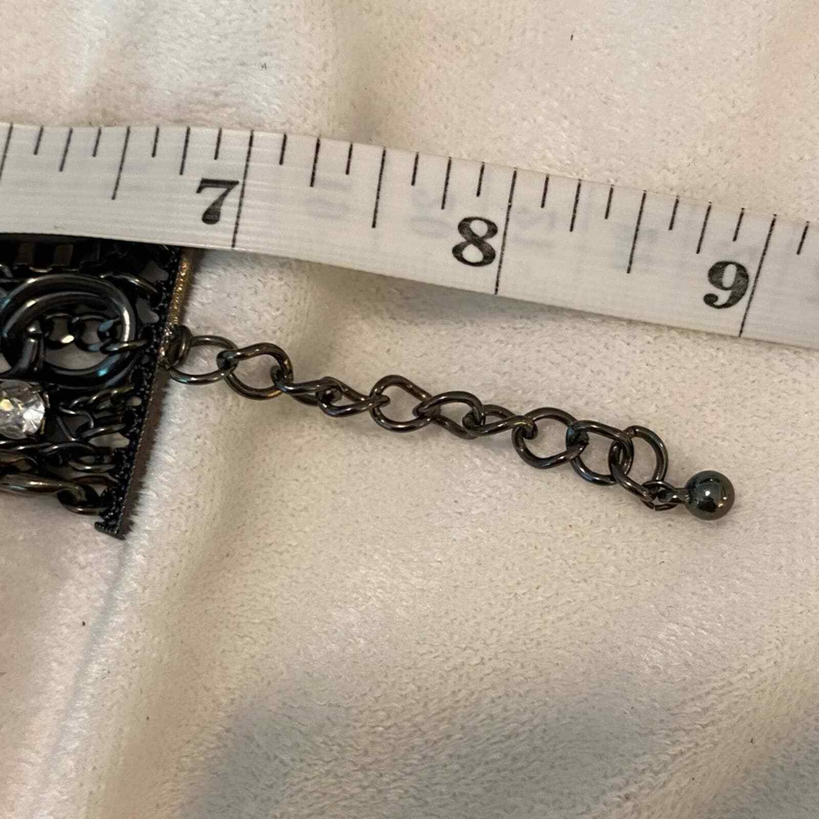Silver Tone Multi Strand Rhinestones Chain Bracelet 7” with 2” extension gallery