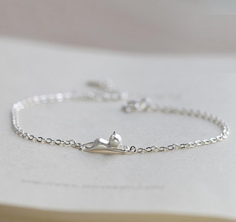 Fashion Silver Lovely 3D Kitten Cat Chain Charm Bracelet gallery