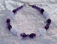 Amethyst, Blue Lace Agate & Rose Qtz Fine Gem Bracelet – Special Gift