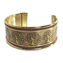NEW Tree of Life Cuff Bracelet 3/4″ Copper and Brass Engraved Unisex Handmade