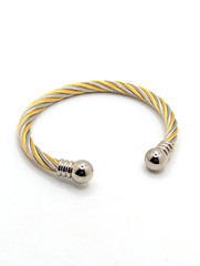 Mixed Metal Torque Bracelet Silver Tone Gold Twisted Rope Cuff Gift For Her