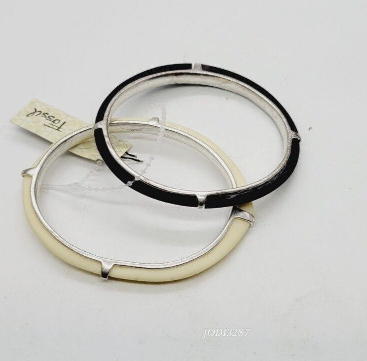 Fossil Brand Bangle Bracelet Lot 2pc Set Brown Cream One Size OSFM gallery