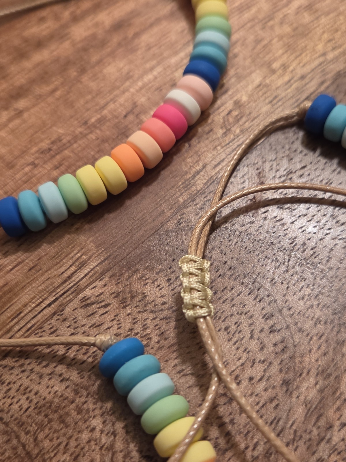 Multicolor Heishi Disc Beaded Adjustable Slip Knot Cord Bracelet No Stone gallery