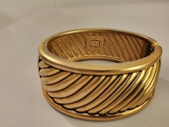 Premier Designs Matte Gold Tone Clamper Bracelet Cuff Chunky