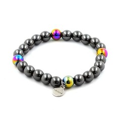 Hematite Beads Bracelet + Multicolored Hematite 8 Mm. Made In France.