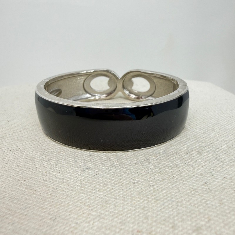Banana Republic Navy Enamel Bracelet Silver Tone Interlocking Link Hinge Bangle gallery