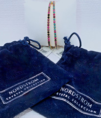 Lot of 2 New w $28- Tag Nordstrom Rainbow Crystal Bangle Bracelets w Pouches