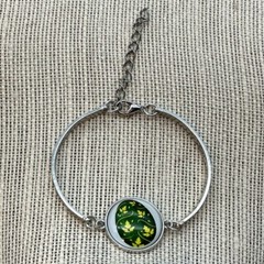 Easter Egg Bubble Bracelet 6 In Yellow Green Curved Silver Link Girls Juvenile