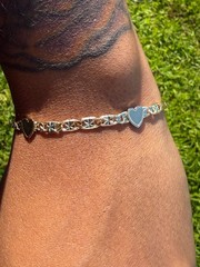 14K Gold Plated Cuban Link Heart Bracelet – Women’s Gold Chain Bracelet |