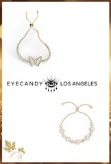 EYE CANDY LOS ANGELES 2 Pack Cubic Zirconia & Enamel Slider Bracelets