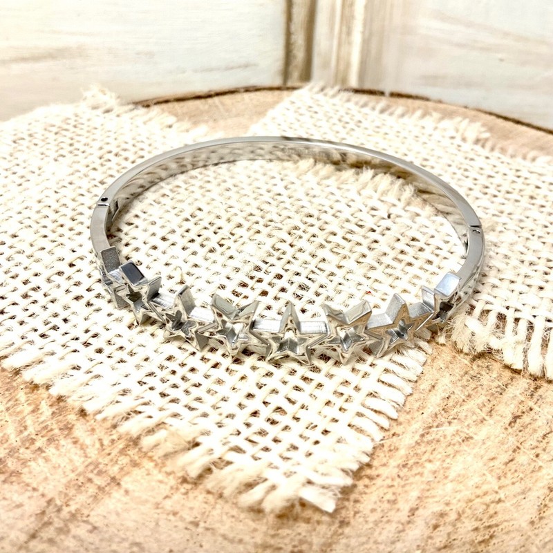 open star classic bracelet stackable stunning white gold plated no coloration gallery