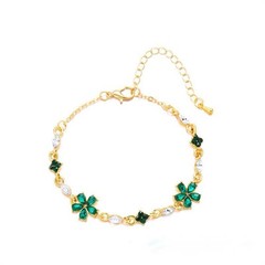 Luxury Colorful Zircon Flower Bracelet for Women Girls Korean Sweet Gold Color C
