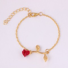 Women’s Fashion Jewelry Red Flower Bracelet Silver Gold Rose Gold 64-3