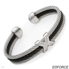 EDFORCE Brand New Cuff Bracelet W/CZ in Stainless steel 7.5″