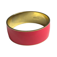 J. Crew Vintage 2000’s Bangle Bracelet Y2K Enamel Wide Preppy Hot Pink Glossy
