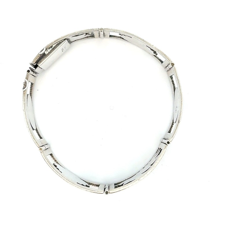 Vintage Mexican Sterling Silver Panel Bracelet 7" 37g Repoussé Symbolic Design gallery