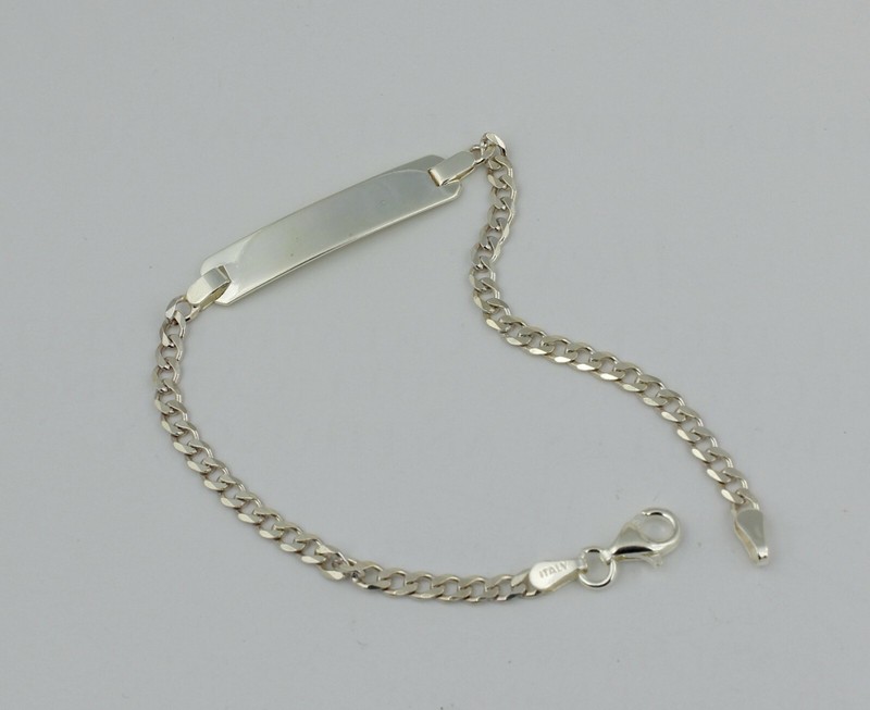 Women 925 Sterling Silver Engrave Bar Rolo Chain Bracelet 6-7" Made in Italy gallery